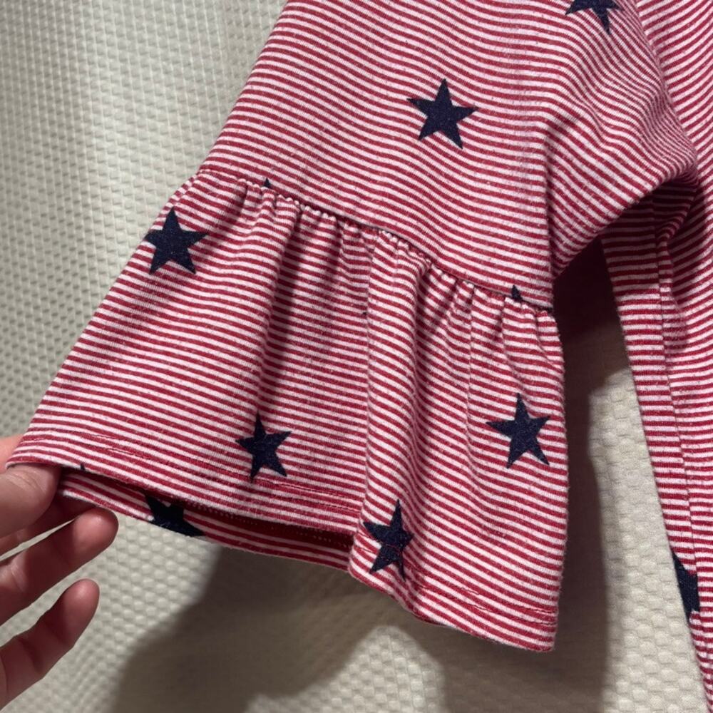 Chris & Carol Women's Medium Red White Star Stripe Bell Sleeve Top USA Patriotic - Picture 2 of 7